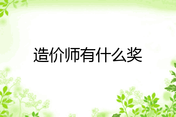 造价师有什么奖