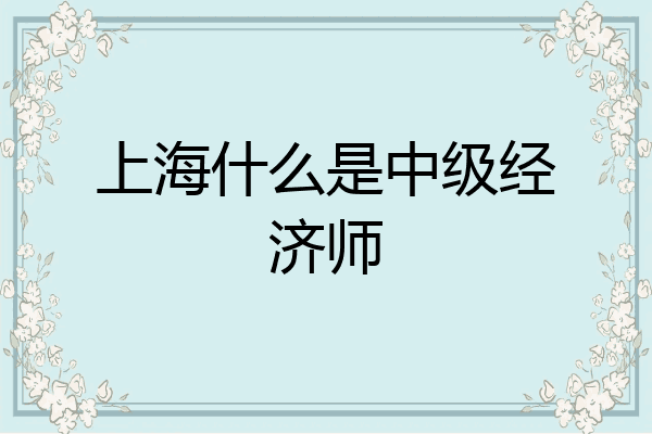 上海什么是中级经济师