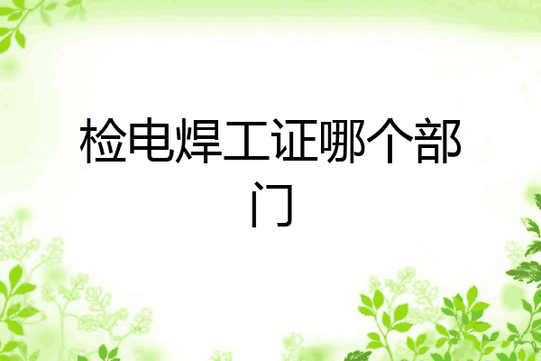 检电焊工证哪个部门