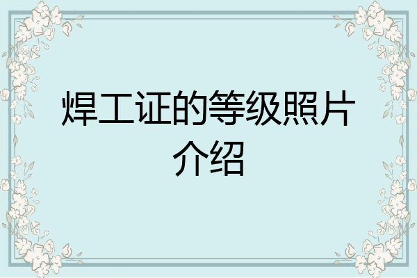 焊工证的等级照片介绍