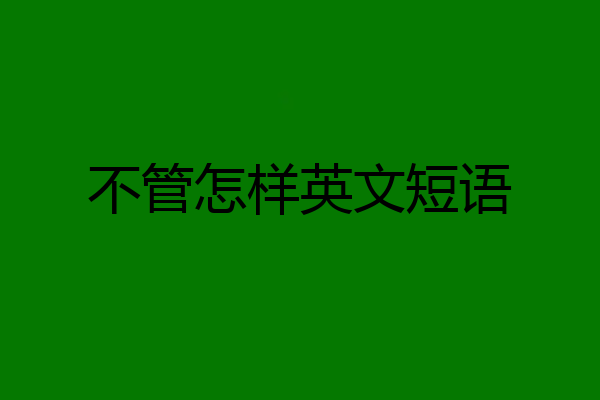 不管怎样英文短语
