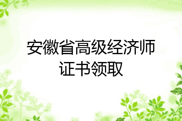 安徽省高级经济师证书领取