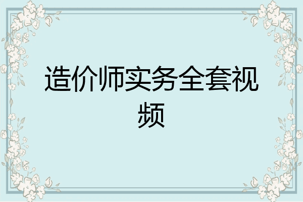 造价师实务全套视频