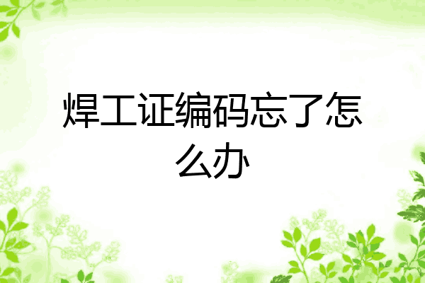 焊工证编码忘了怎么办