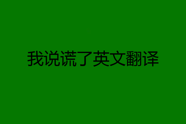 我说谎了英文翻译
