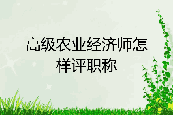 高级农业经济师怎样评职称