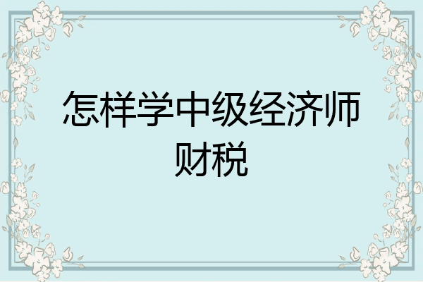 怎样学中级经济师财税
