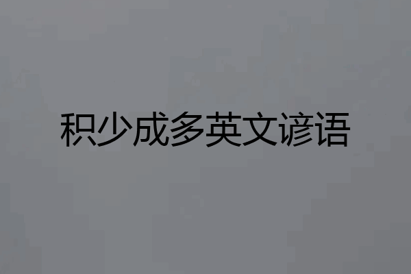 积少成多英文谚语