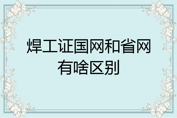 焊工证国网和省网有啥区别