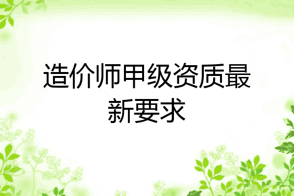 造价师甲级资质最新要求