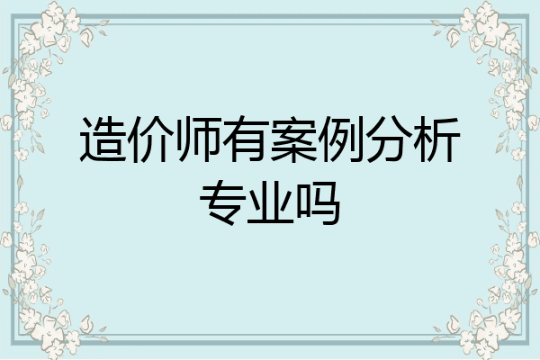 造价师有案例分析专业吗