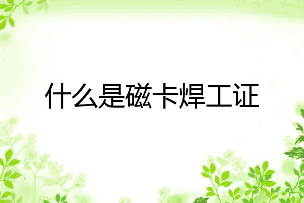 什么是磁卡焊工证