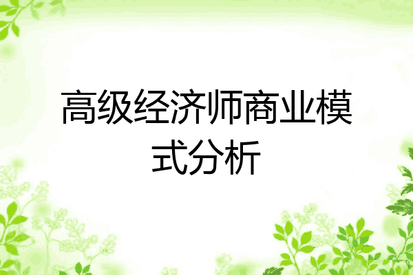 高级经济师商业模式分析