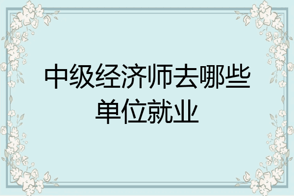 中级经济师去哪些单位就业