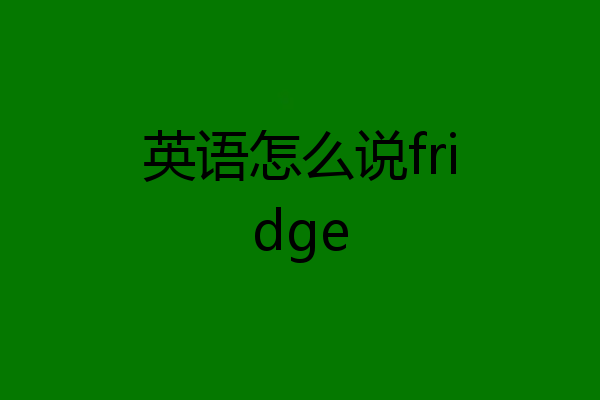 英语怎么说fridge