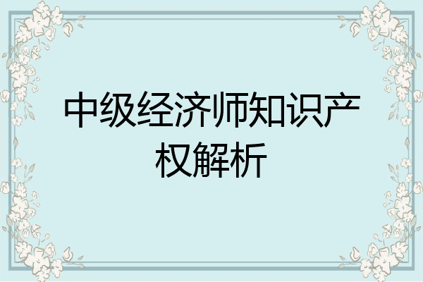 中级经济师知识产权解析