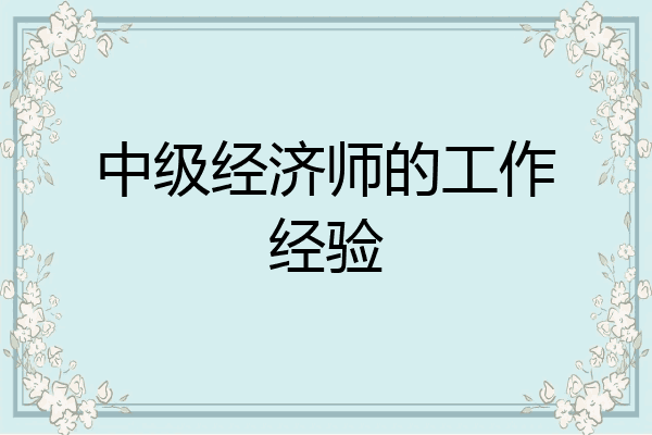 中级经济师的工作经验