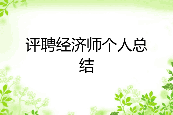 评聘经济师个人总结