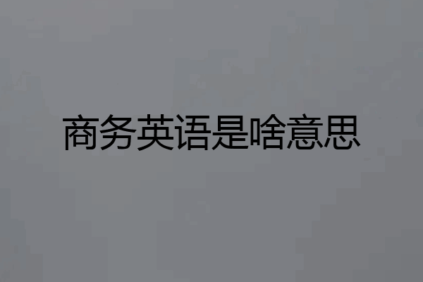 商务英语是啥意思