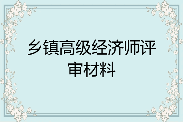 乡镇高级经济师评审材料