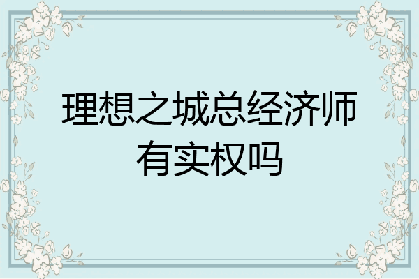 理想之城总经济师有实权吗