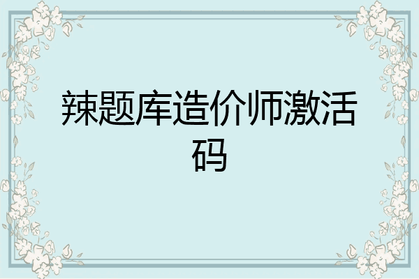 辣题库造价师激活码