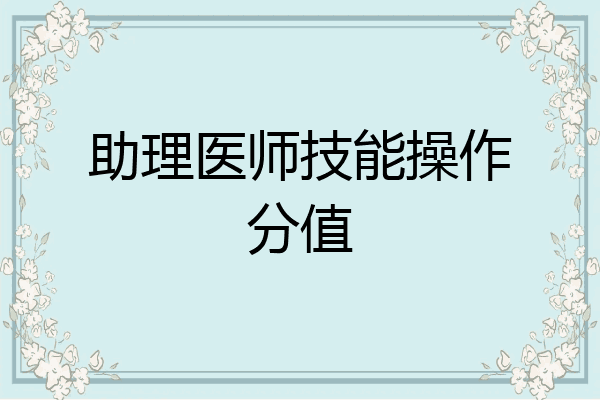 助理医师技能操作分值
