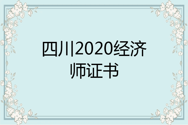 四川2020经济师证书