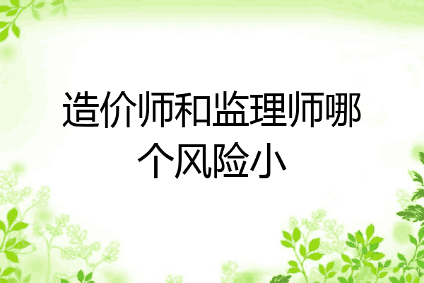 造价师和监理师哪个风险小