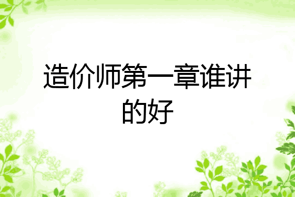 造价师第一章谁讲的好