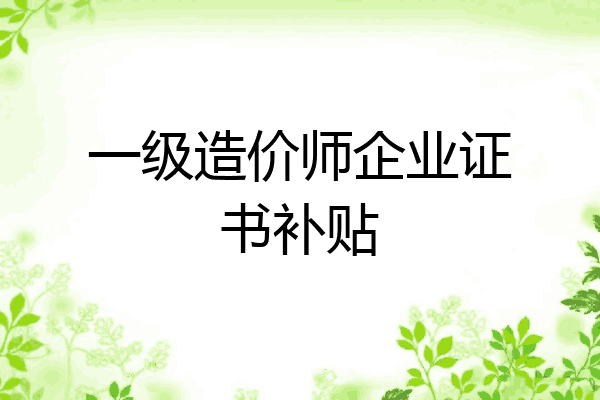 一级造价师企业证书补贴