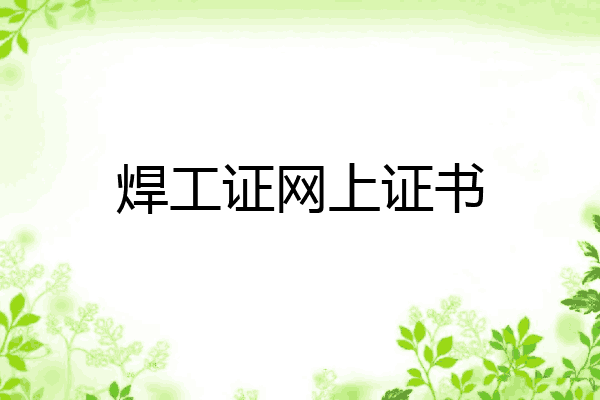 焊工证网上证书