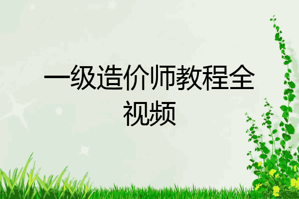 一级造价师教程全视频