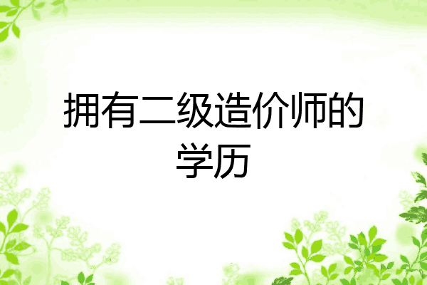 拥有二级造价师的学历