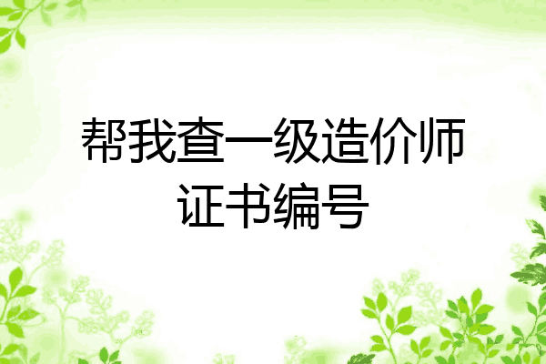帮我查一级造价师证书编号