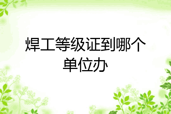 焊工等级证到哪个单位办