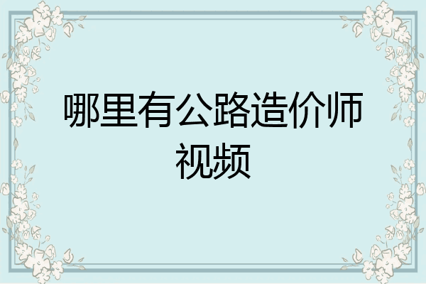 哪里有公路造价师视频