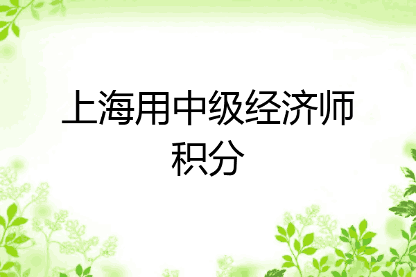 上海用中级经济师积分