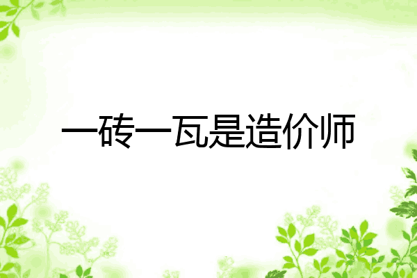 一砖一瓦是造价师