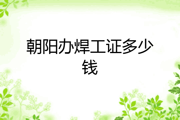 朝阳办焊工证多少钱