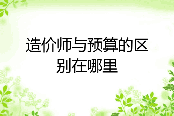 造价师与预算的区别在哪里