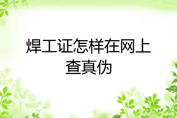 焊工证怎样在网上查真伪