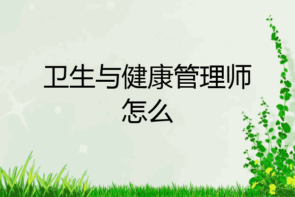 卫生与健康管理师怎么