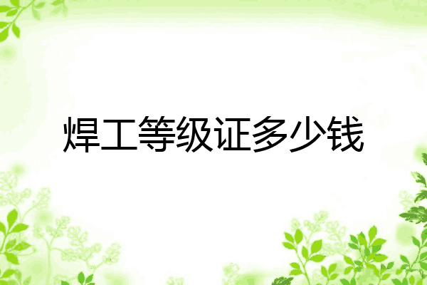 焊工等级证多少钱