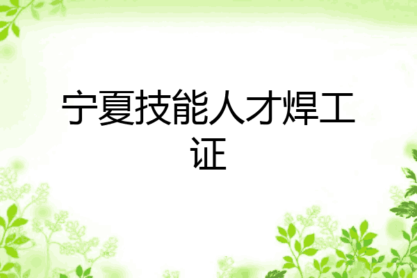 宁夏技能人才焊工证