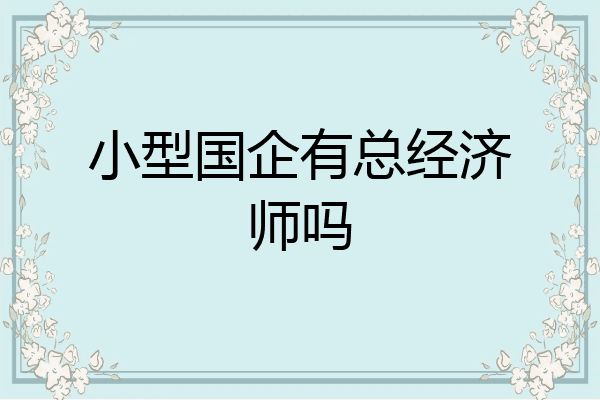 小型国企有总经济师吗