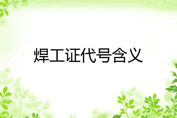焊工证代号含义