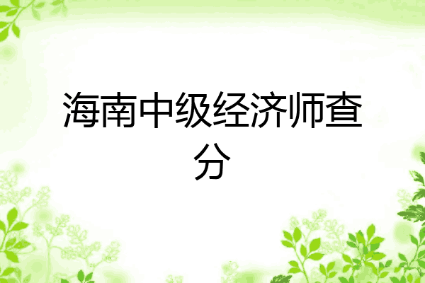 海南中级经济师查分