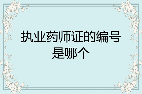 执业药师证的编号是哪个