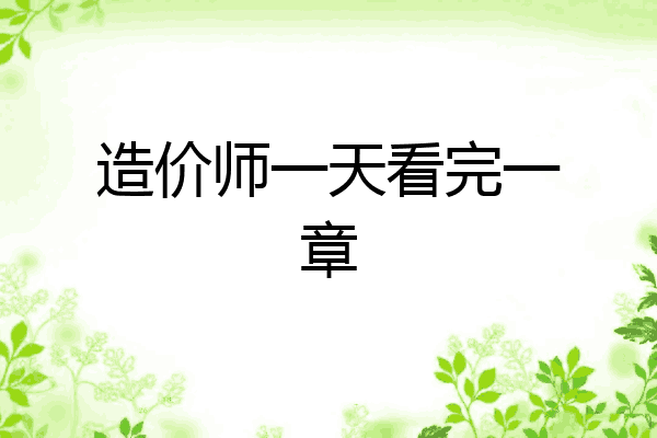 造价师一天看完一章